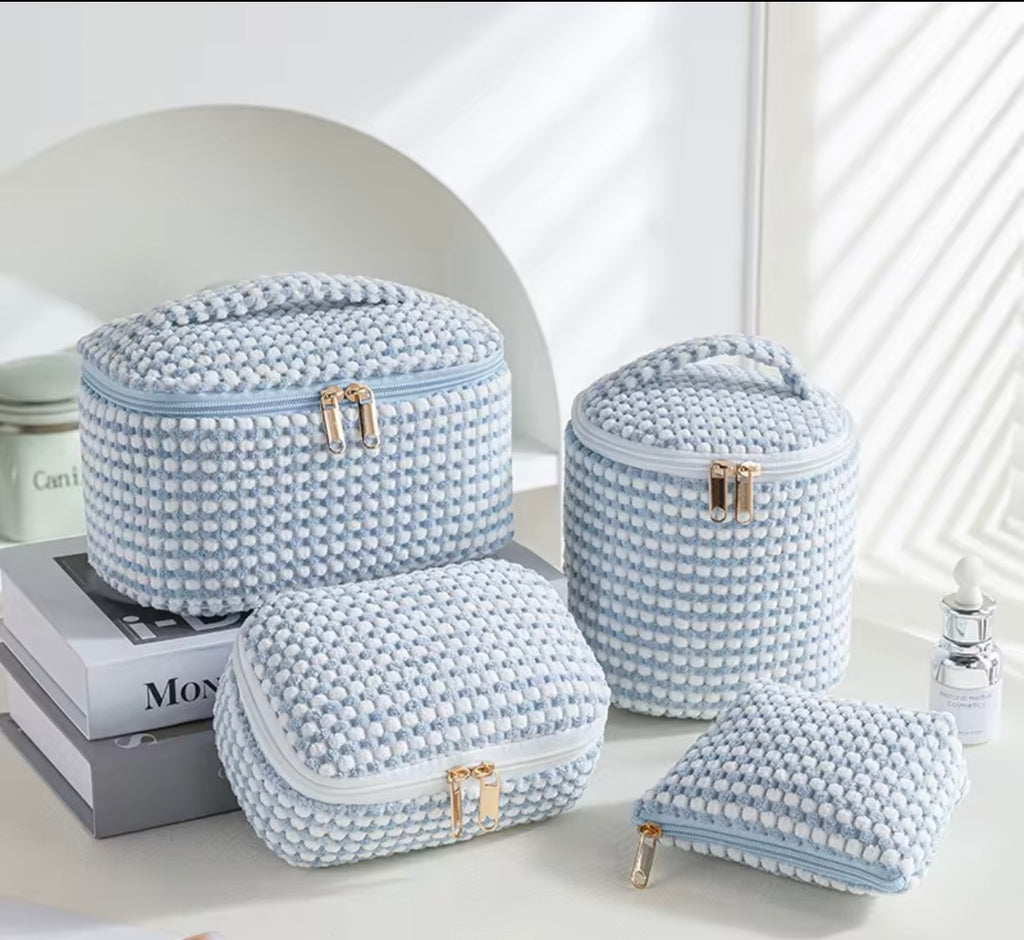 4PCS Large Capacity Eco-Friendly Cotton Makeup Bag Set – Portable Travel Toiletry & Cosmetic Organizer