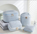 4PCS Large Capacity Eco-Friendly Cotton Makeup Bag Set – Portable Travel Toiletry & Cosmetic Organizer