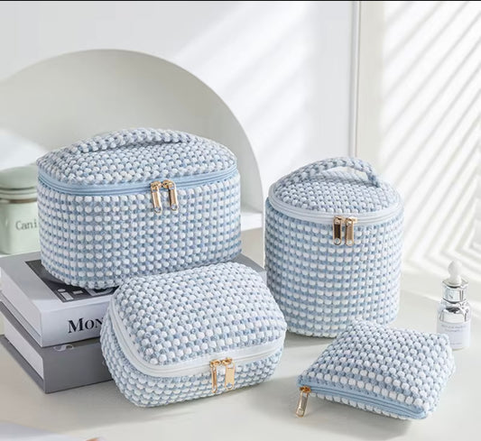 4PCS Large Capacity Eco-Friendly Cotton Makeup Bag Set – Portable Travel Toiletry & Cosmetic Organizer