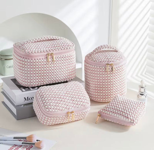 4PCS Large Capacity Eco-Friendly Cotton Makeup Bag Set – Portable Travel Toiletry & Cosmetic Organizer