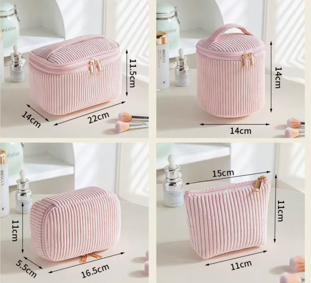 4PCS Large Capacity Eco-Friendly Cotton Makeup Bag Set – Portable Travel Toiletry & Cosmetic Organizer