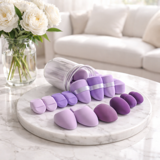 Minimalist Solid Color Hydrophilic Non-Latex Makeup Sponge – 14-Pack