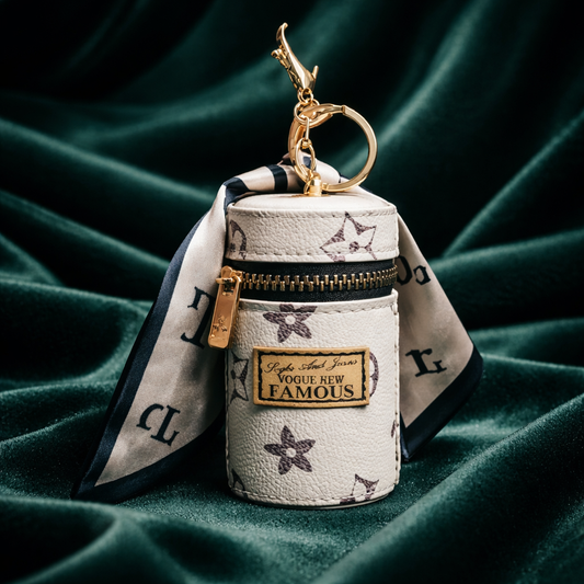 Modern Geometric PU Leather Bag Pendant (Mini Coin Pouch Keychain)