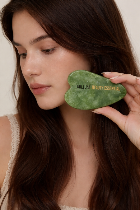 100% Natural Jade Roller & Gua Sha Facial Massage Set