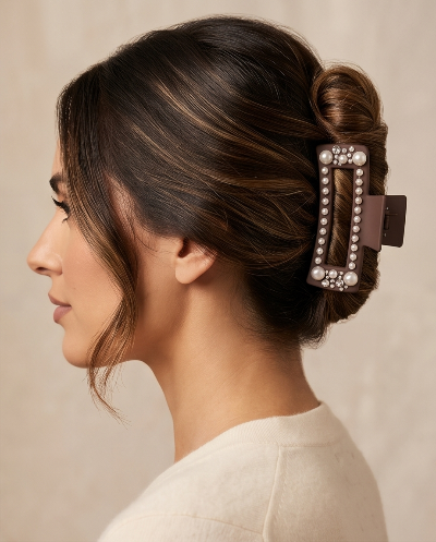 Mili Jae Large Shark Claw Hair Clip with Pearls